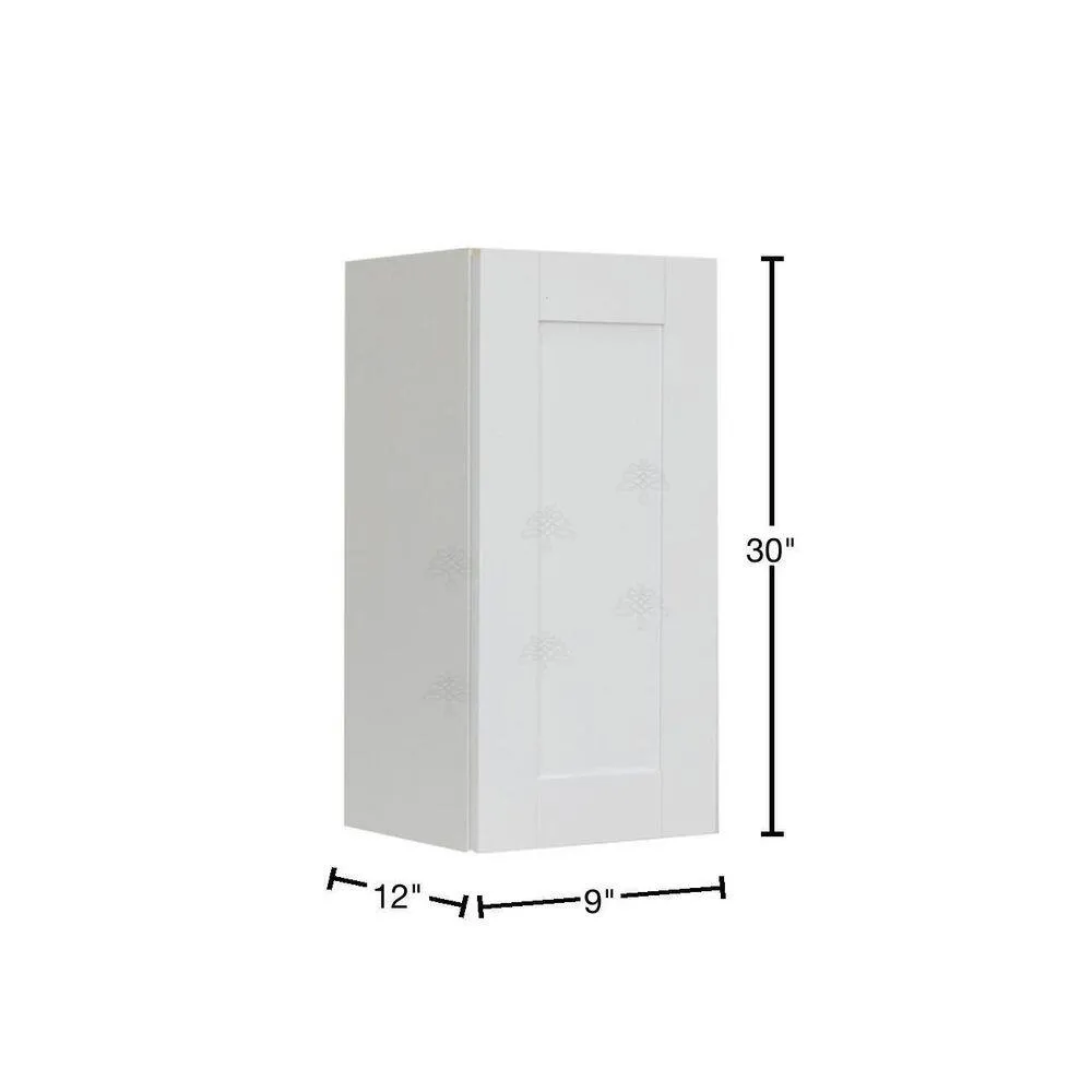 LIFEART CABINETRY Anchester Assembled 9x30x12 in. 1 Door Wall Cabinet with 2 Shelves in Classic White, photo 2 of 8