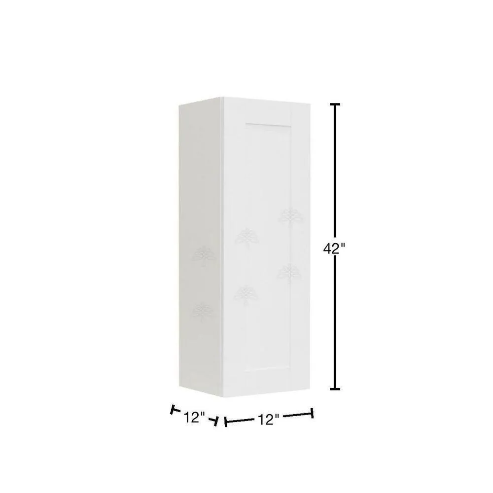 LIFEART CABINETRY Anchester Assembled 12x42x12 in. 1 Door Wall Cabinet with 3 Shelves in Classic White, photo 2 of 7
