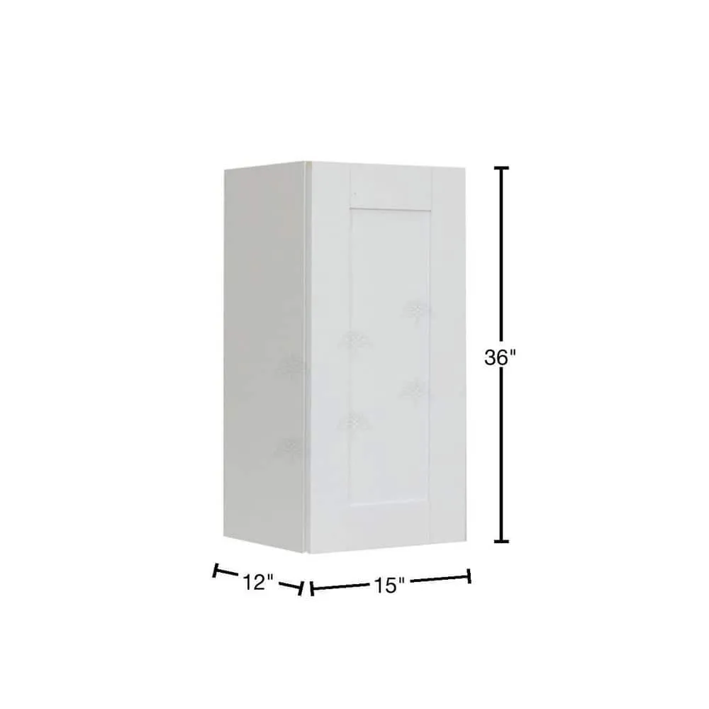 LIFEART CABINETRY Anchester Assembled 15x36x12 in. 1 Door Wall Cabinet with 2 Shelves in Classic White, photo 2 of 8
