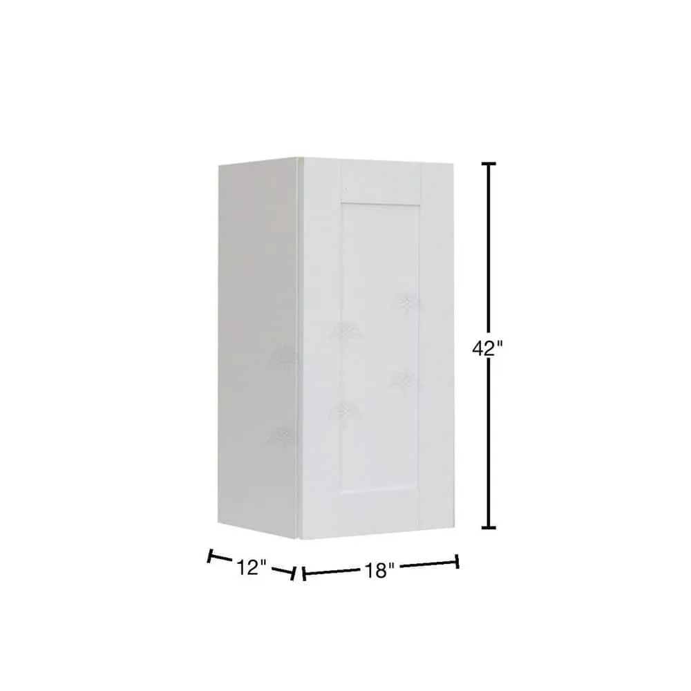 LIFEART CABINETRY Anchester Assembled 18x42x12 in. 1 Door Wall Cabinet with 3 Shelves in Classic White, photo 2 of 8