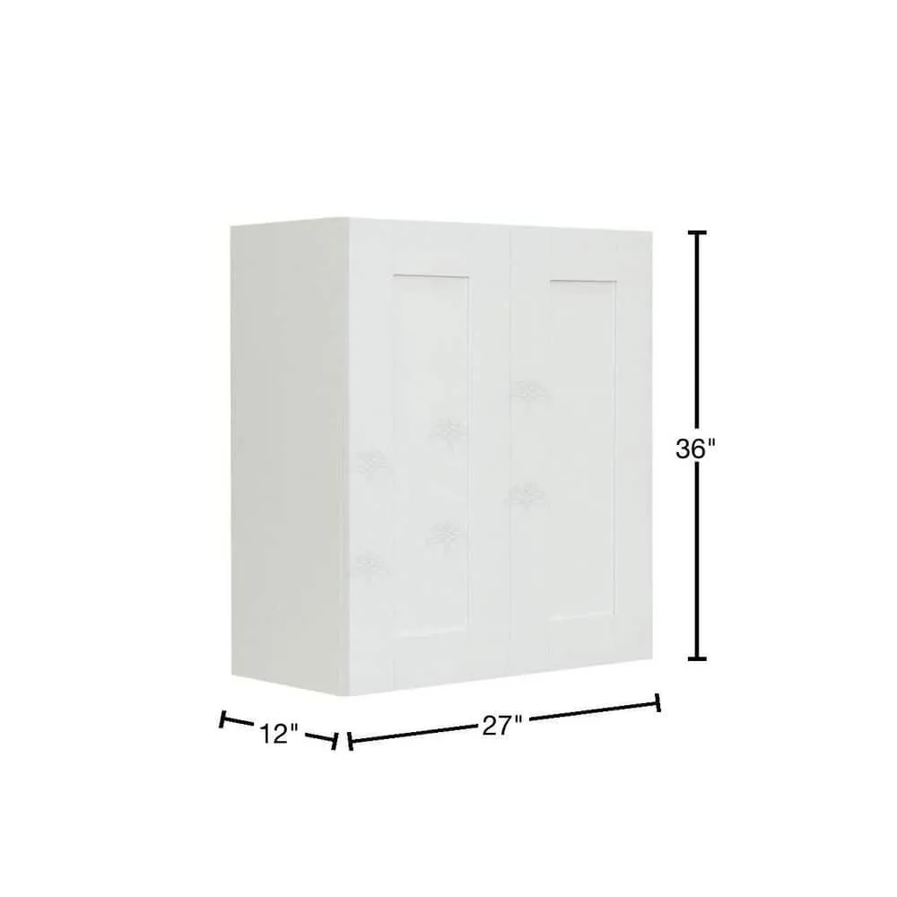LIFEART CABINETRY Anchester Assembled 27x36x12 in. 2 Door Wall Cabinet with 2 Shelves in Classic White, photo 2 of 7
