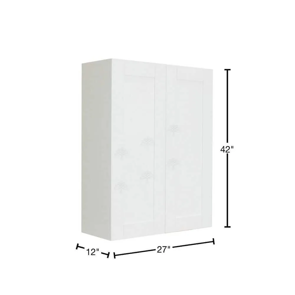 LIFEART CABINETRY Anchester Assembled 27x42x12 in. 2 Door Wall Cabinet with 3 Shelves in Classic White, photo 2 of 7