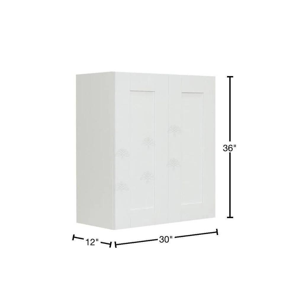 LIFEART CABINETRY Anchester Assembled 30x36x12 in. 2 Door Wall Cabinet with 2 Shelves in Classic White, photo 2 of 7