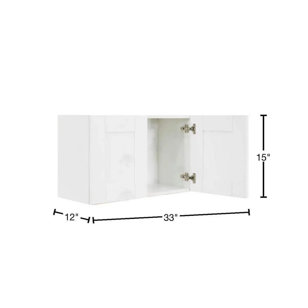 LIFEART CABINETRY Anchester Assembled 33x15x12 in. 2-Door Wall Cabinet with no Shelf in Classic White, photo 2 of 7
