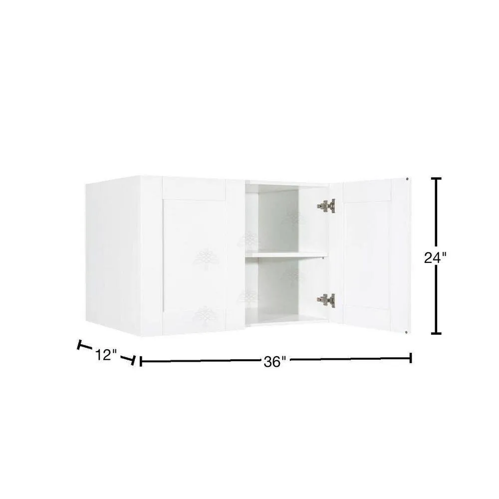 LIFEART CABINETRY Anchester Assembled 36 in. x 24 in. x 12 in. Wall Cabinet with 2-Doors 1-Shelf in White, photo 3 of 11