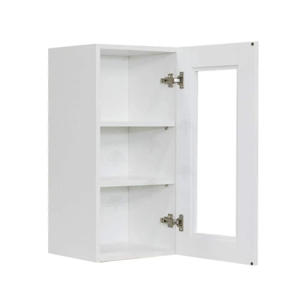 LIFEART CABINETRY Anchester Assembled 12 in. x 30 in. x 12 in. Wall Mullion Door Cabinet with 1-Door 2-Shelves in White, photo 4 of 11