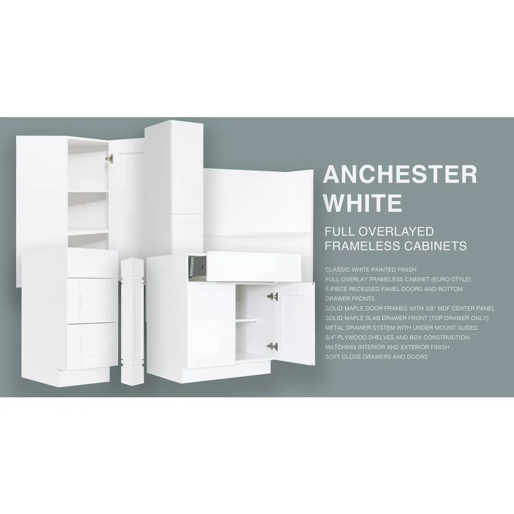 LIFEART CABINETRY Anchester Assembled 15 in. x 30 in. x 12 in. Wall Mullion Door Cabinet with 1-Door 2-Shelves in White, photo 4 of 10