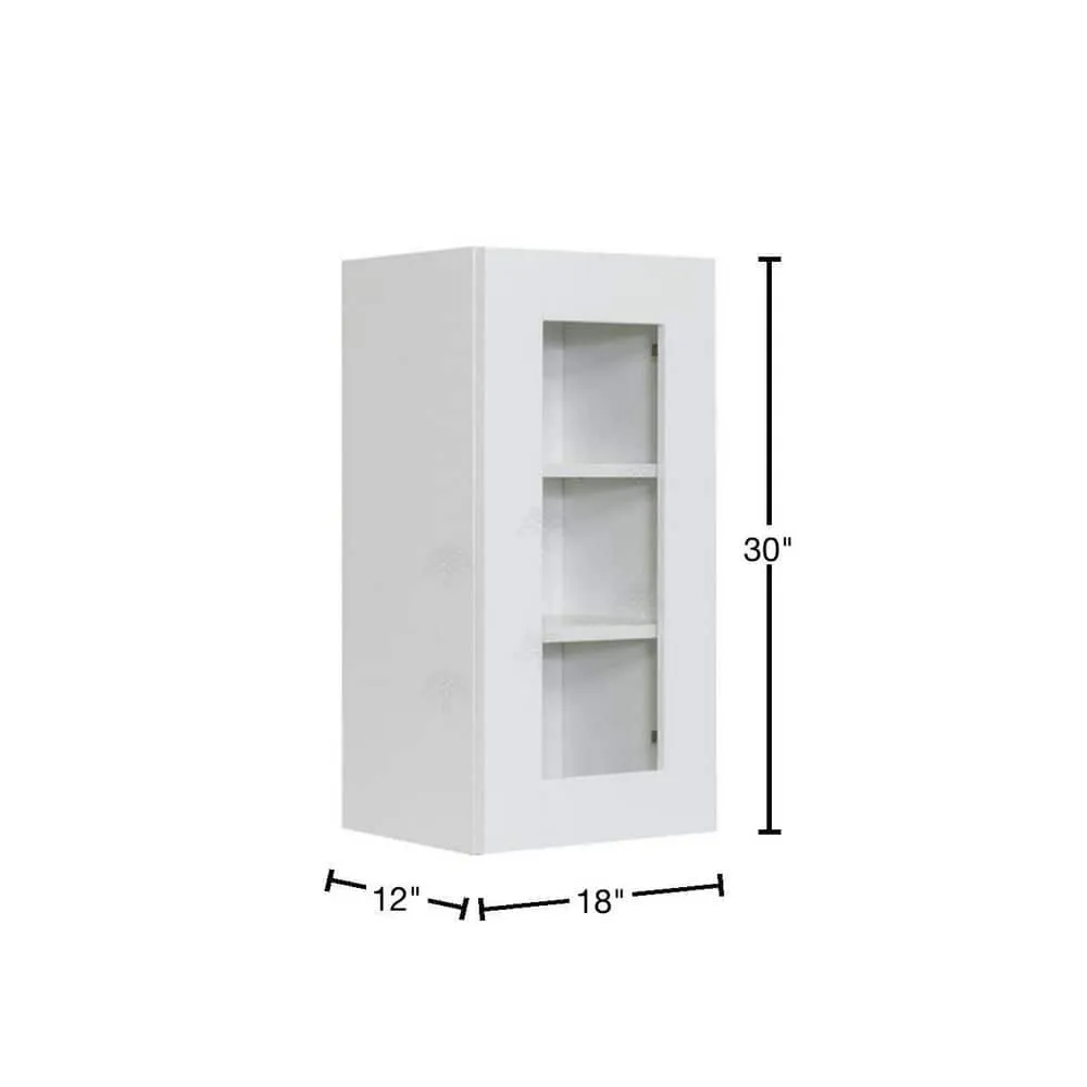 LIFEART CABINETRY Anchester Assembled 18 in. x 30 in. x 12 in. Wall Mullion Door Cabinet with 1-Door 2-Shelves in White, photo 3 of 12