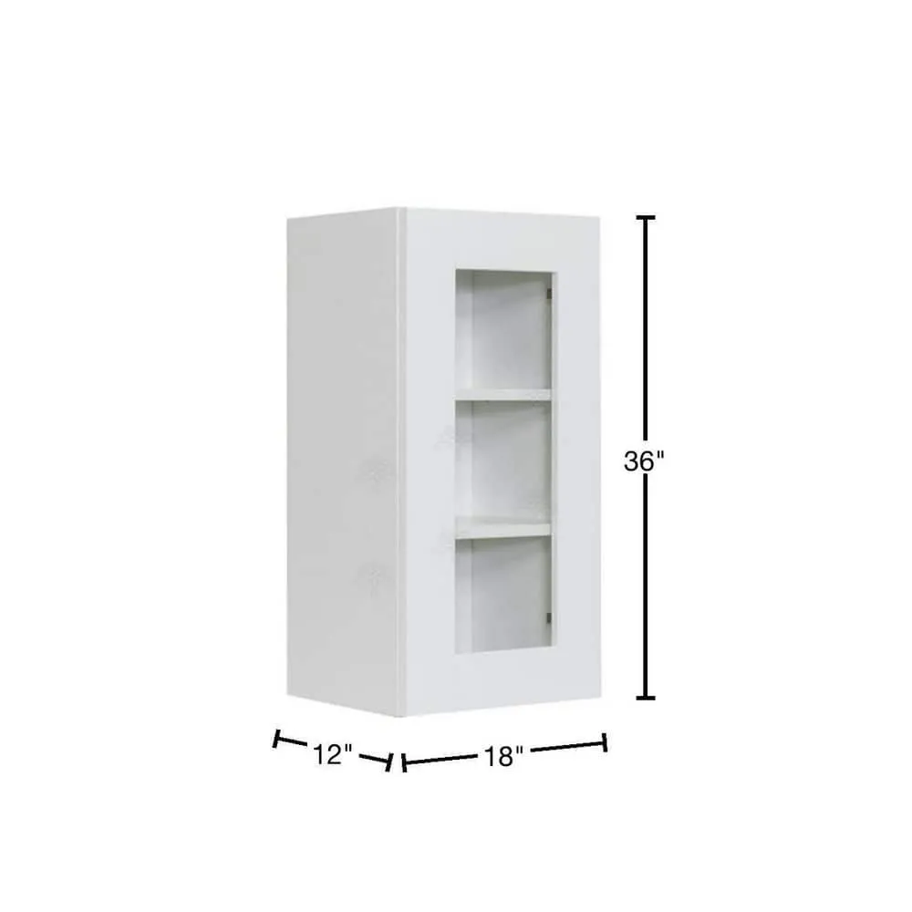 LIFEART CABINETRY Anchester Assembled 18 in. x 36 in. x 12 in. Wall Mullion Door Cabinet with 1-Door 2-Shelves in White, photo 3 of 12