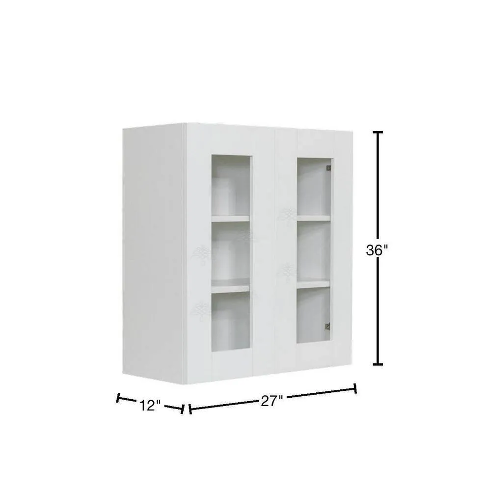 LIFEART CABINETRY Anchester Assembled 27 in. x 36 in. x 12 in. Wall Mullion Door Cabinet with 2-Doors 2-Shelves in White, photo 3 of 11