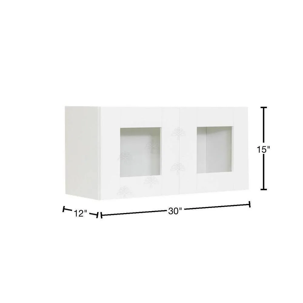 LIFEART CABINETRY Anchester Assembled 30 in. x 15 in. x 12 in. Wall Mullion Door Cabinet with 2-Doors in White, photo 3 of 12