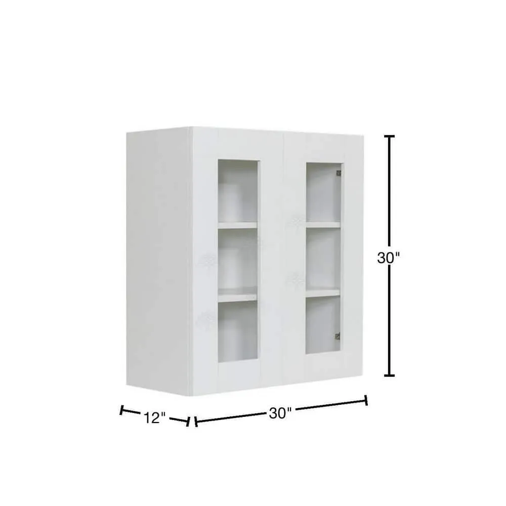 LIFEART CABINETRY Anchester Assembled 30 in. x 30 in. x 12 in. Wall Mullion Door Cabinet with 2-Doors 2-Shelves in White, photo 3 of 11
