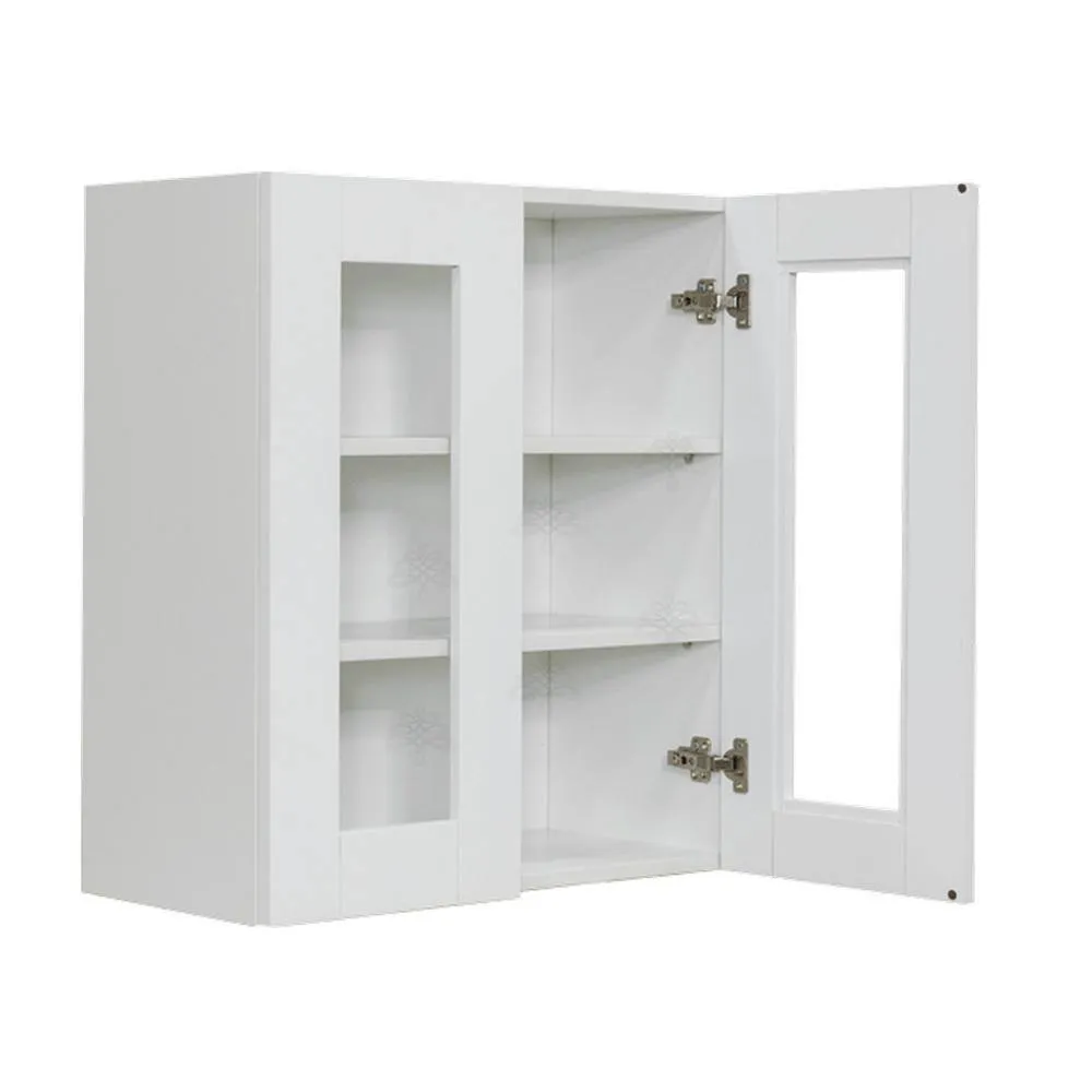LIFEART CABINETRY Anchester Assembled 33 in. x 30 in. x 12 in. Wall Mullion Door Cabinet with 2-Doors 2-Shelves in White, photo 3 of 10