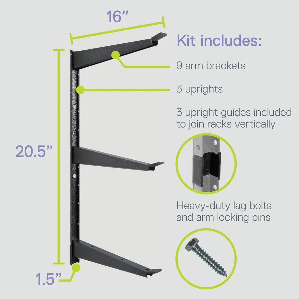 Angel Sar 3-Tier Heavy Duty Lumber Storage Rack with Fully Adjustable Arms, Holds Up to 720 lbs., photo 4 of 5