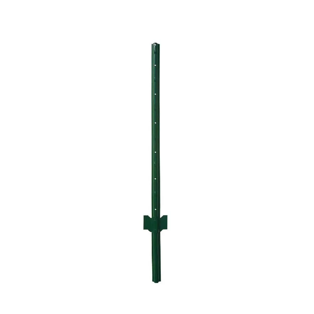 Angel Sar 48 in. x 1.2 in. x 1.2 in. Metal Fence Post U Post Green for Garden Wire Fence Steel Garden Post Sign Post (10-Pack), photo 2 of 7