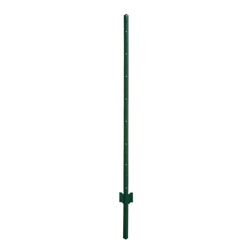 Angel Sar 60 in. x 1.2 in. x 1.2 in. Metal Fence Post U Post Green for Garden Wire Fence Steel Garden Post Sign Post (5-Pack), photo 3 of 7