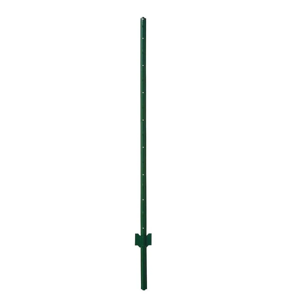 Angel Sar 60 in. x 1.2 in. x 1.2 in. Metal Fence Post U Post Green for Garden Wire Fence Steel Garden Post Sign Post (5-Pack), photo 2 of 7