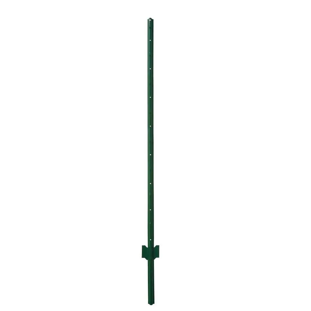 Angel Sar 60 in. x 1.2 in. x 1.2 in. Metal Fence Post U Post Green for Garden Wire Fence Steel Garden Post Sign Post (10-Pack), photo 2 of 6