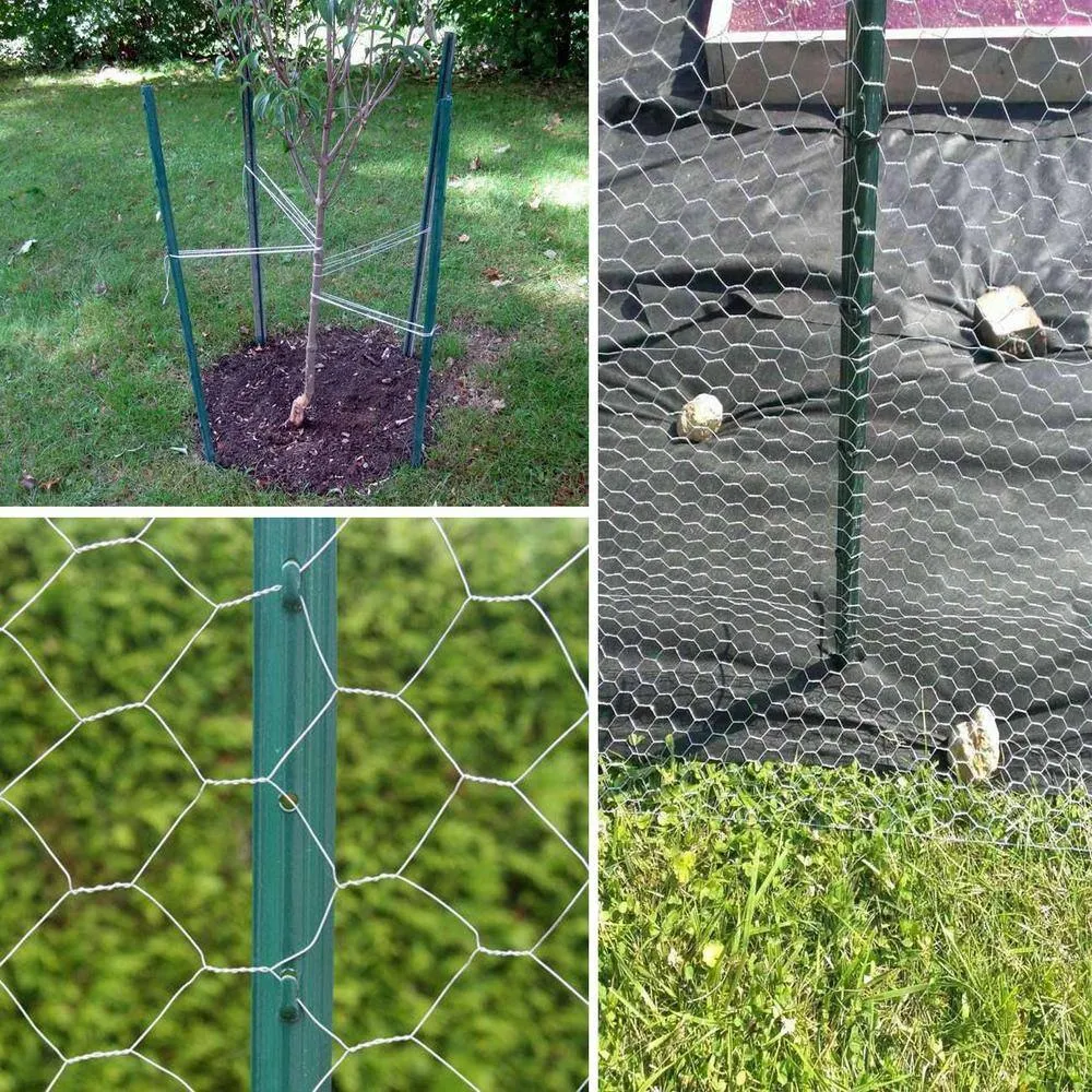 Angel Sar 48 in. x 1.2 in. x 1.2 in. Metal Fence Post U Post Green for Garden Wire Fence Steel Garden Post Sign Post (5-Pack), photo 8 of 8