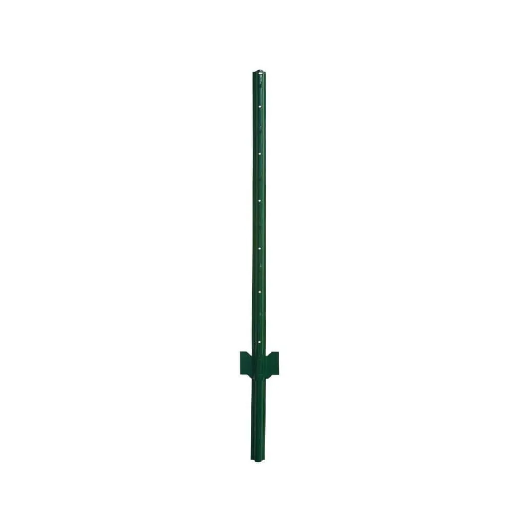 Angel Sar 48 in. x 1.2 in. x 1.2 in. Metal Fence Post U Post Green for Garden Wire Fence Steel Garden Post Sign Post (5-Pack), photo 3 of 8