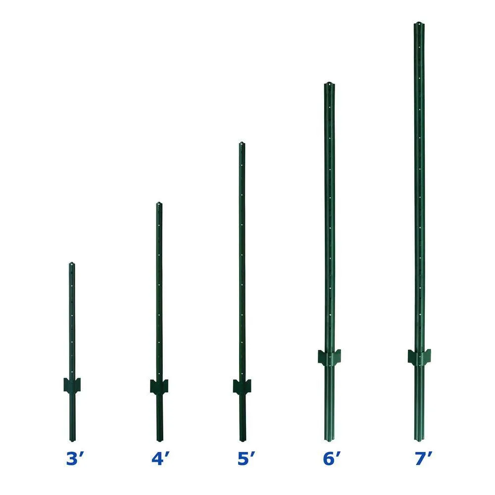 Angel Sar 48 in. x 1.2 in. x 1.2 in. Metal Fence Post U Post Green for Garden Wire Fence Steel Garden Post Sign Post (5-Pack), photo 7 of 8