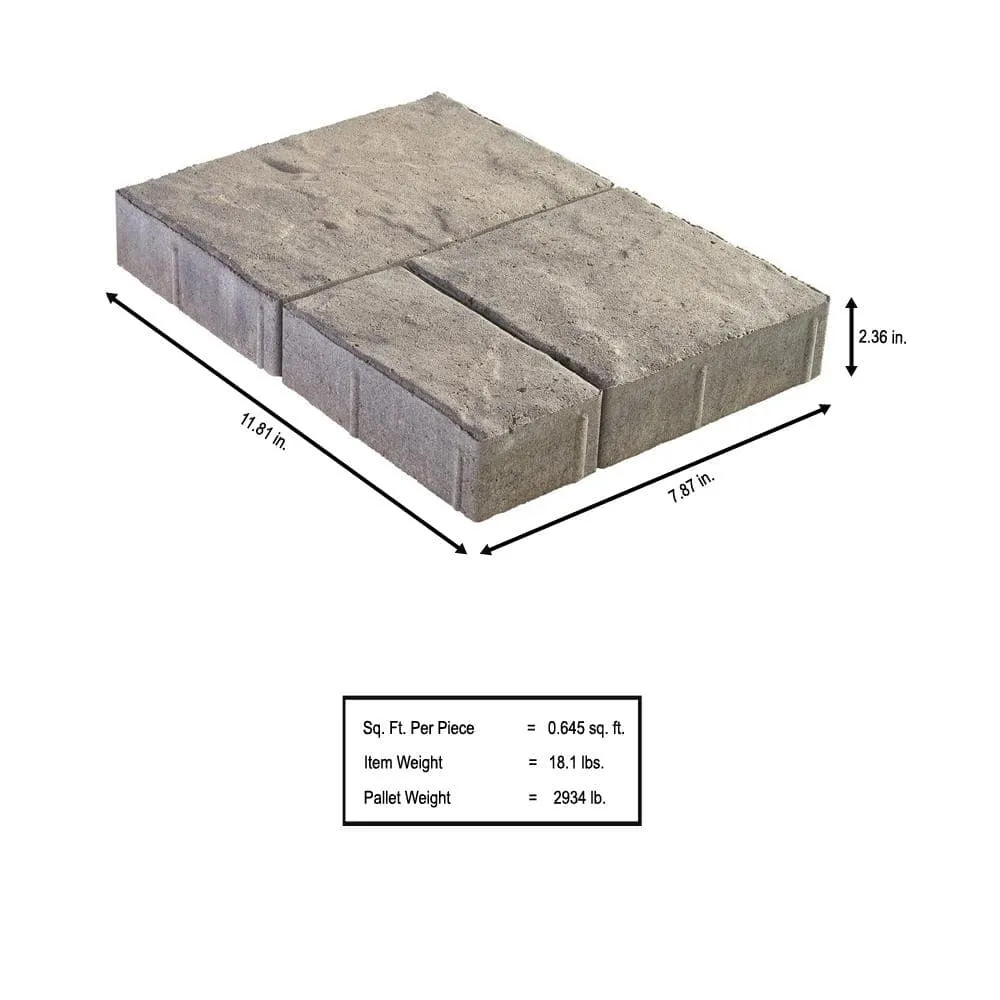 Pavestone Panorama Demi 3-pc 7.75 in. x 7.75 in. x 2.25 in. Antique Pewter Concrete Paver (240 Pcs. / 103 Sq. ft. / Pallet), photo 4 of 7
