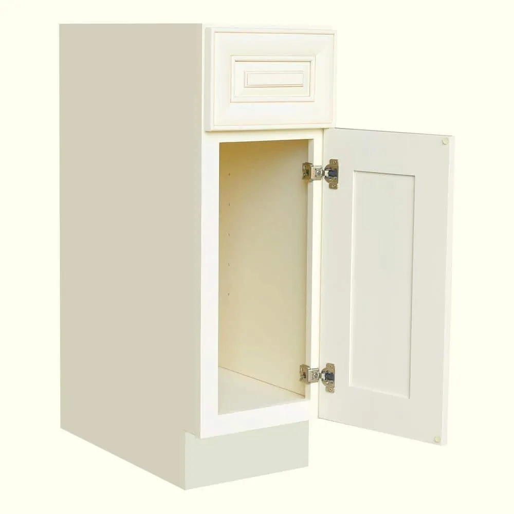 Plywell Ready to Assemble 12x34.5x24 in. Holden Base Cabinet with 1 Door and 1 Drawer in Antique White, photo 3 of 4