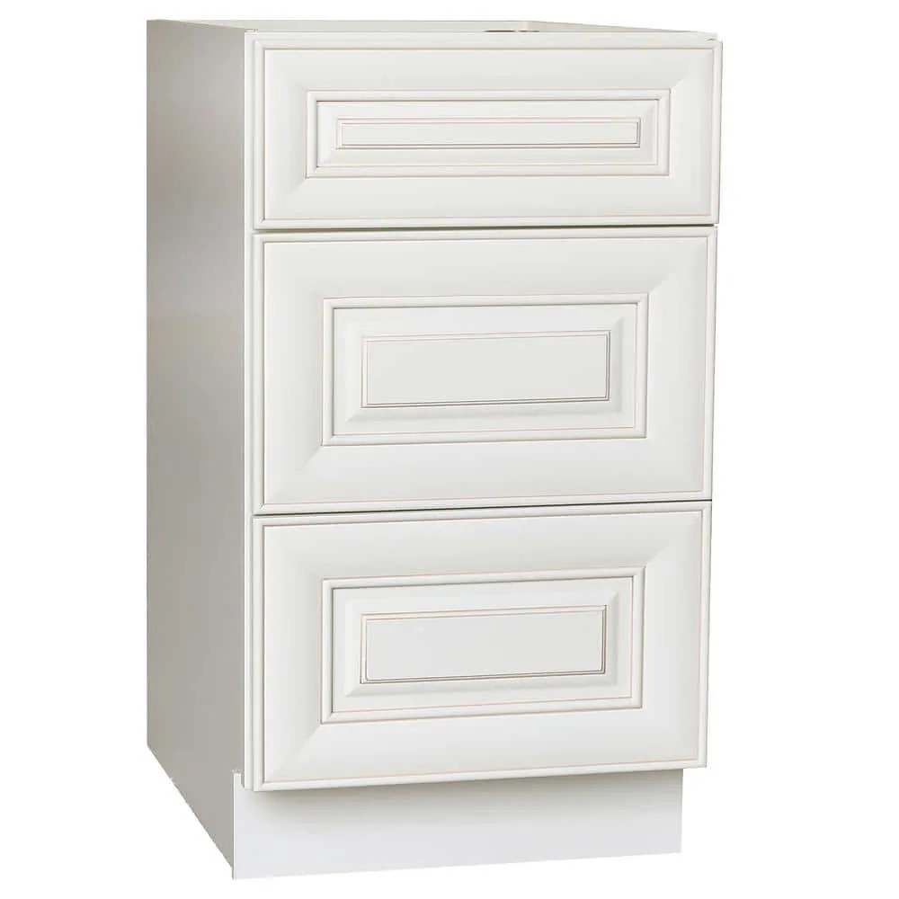 Plywell Ready to Assemble 21x34.5x24 in. Base Drawer with 1 Standard Drawer with 2 Deep Drawers in Antique White, photo 2 of 4