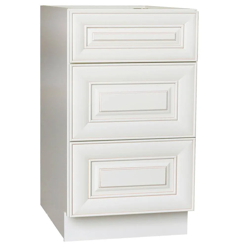 Plywell Ready to Assemble 27x34.5x24 in. Base Drawer with 1 Standard Drawer with 2 Deep Drawers in Antique White, photo 2 of 4