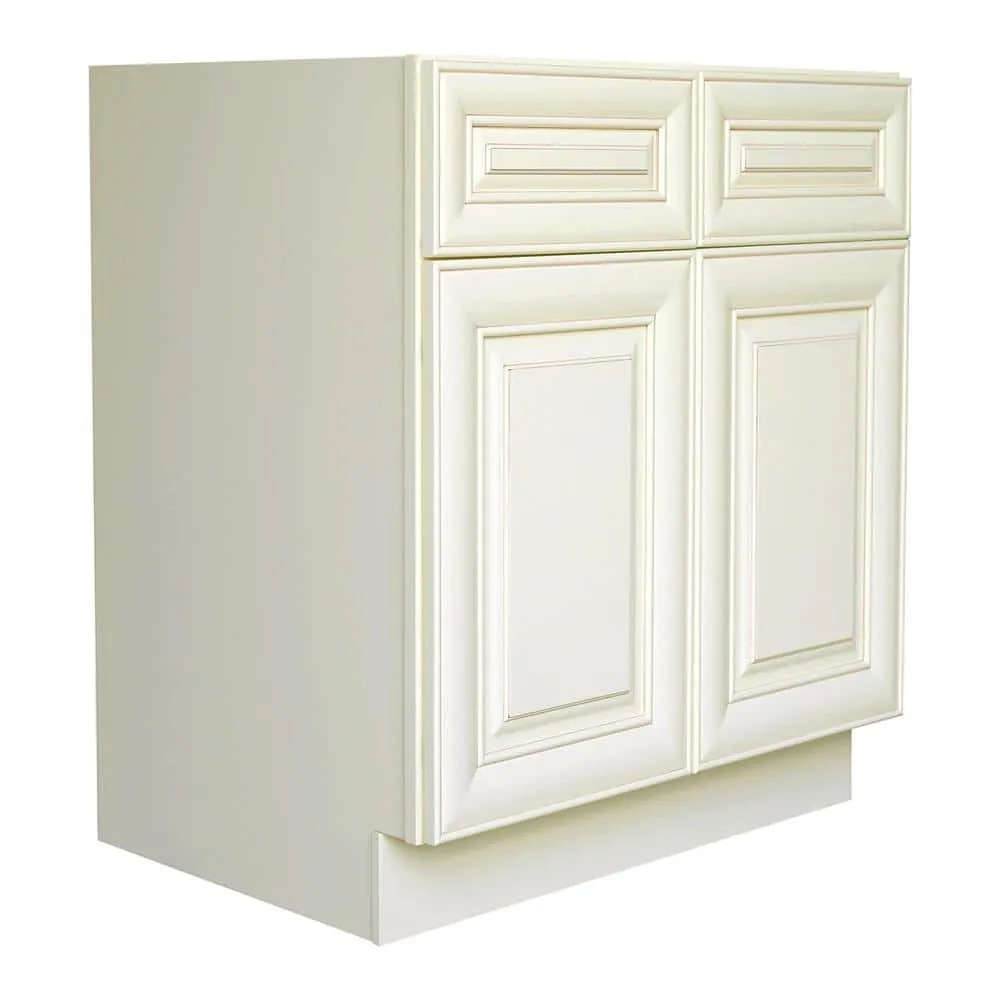 Plywell Ready to Assemble 36x34.5x24 in. Sink Base Cabinet with 2-Door and 2 Fake Drawers in Antique White, photo 2 of 4
