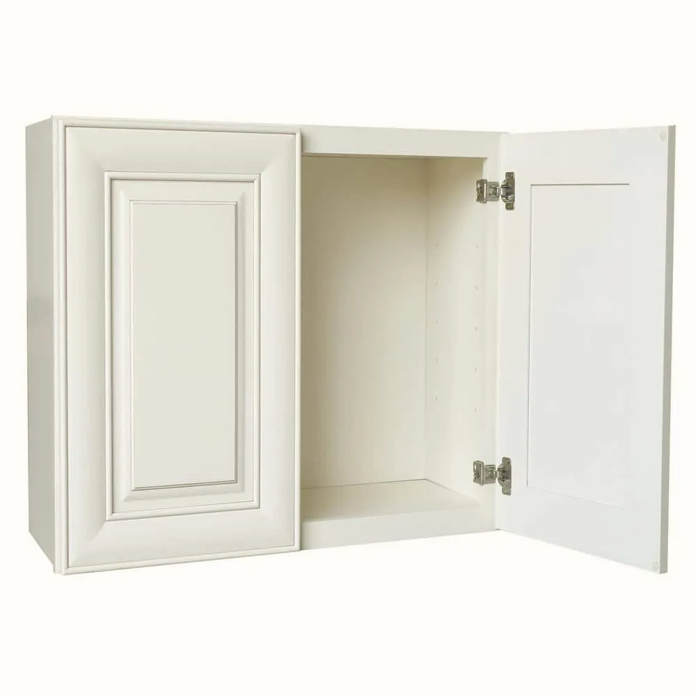 Plywell Ready to Assemble 30x18x12 in. High Double Door Wall Cabinet in Antique White, photo 3 of 4