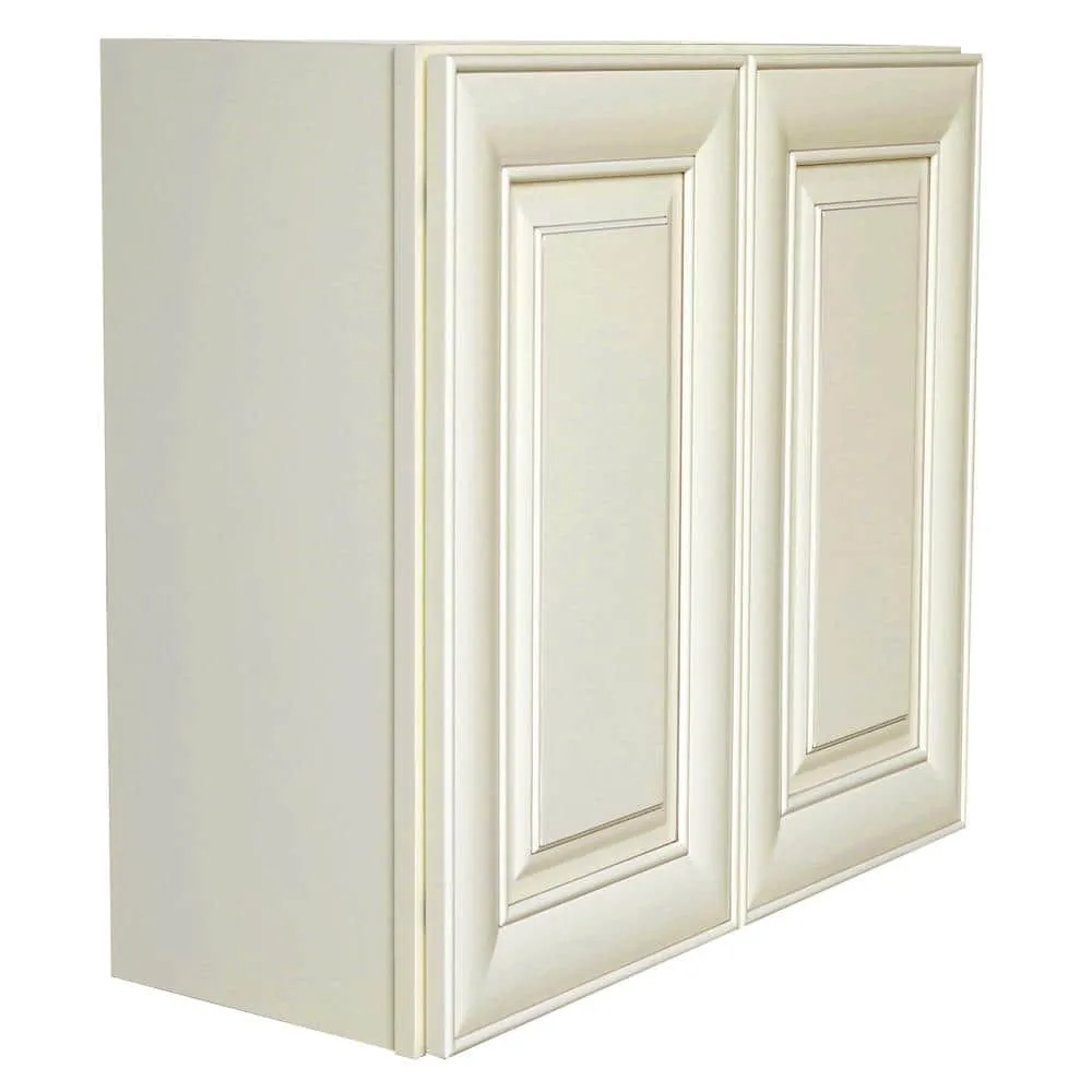 Plywell Ready to Assemble 30x18x12 in. High Double Door Wall Cabinet in Antique White, photo 2 of 4