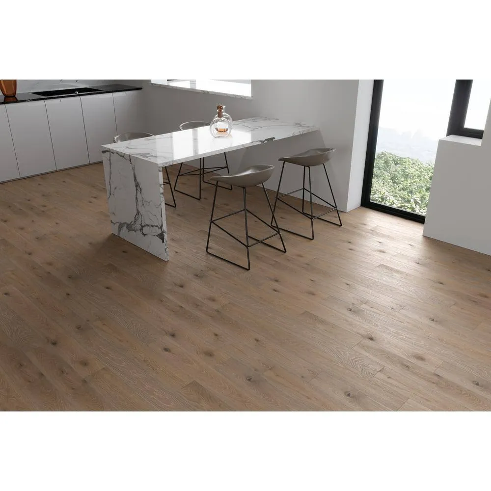 ACQUA FLOORS Arlet Oak 1/4 in. T x 5 in. W Click Lock Wire Brushed Engineered Hardwood Flooring (16.68 sq.ft./case), photo 5 of 7