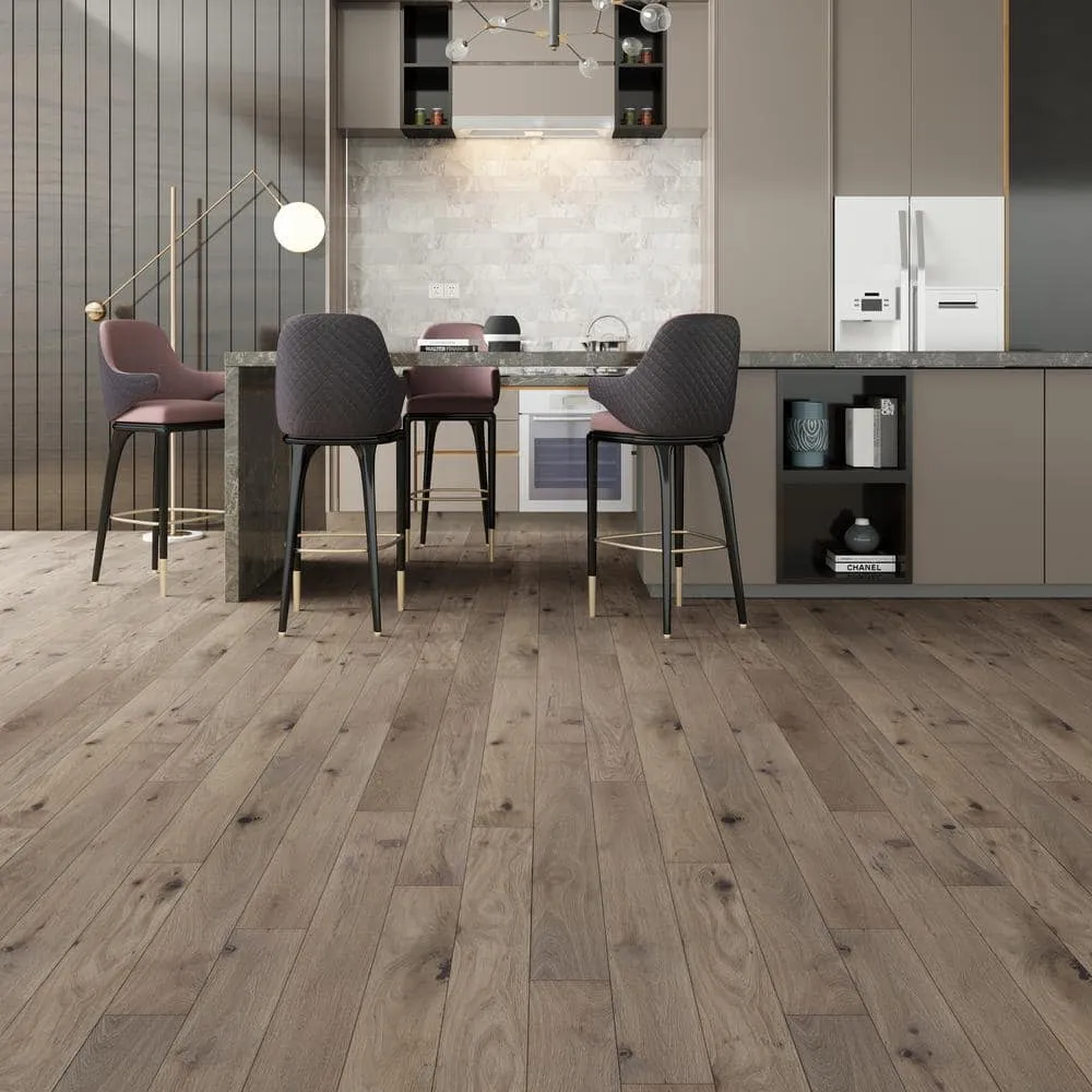 ACQUA FLOORS Arlet Oak 1/4 in. T x 5 in. W Click Lock Wire Brushed Engineered Hardwood Flooring (16.68 sq.ft./case), photo 2 of 7