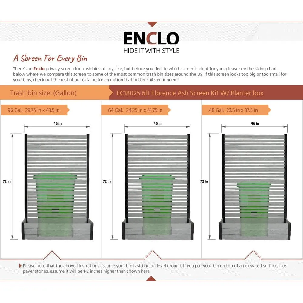 Enclo Privacy Screens Florence 6 ft. x 4 ft. Ash Vinyl Privacy Screen and Planter Box Kit, photo 6 of 9