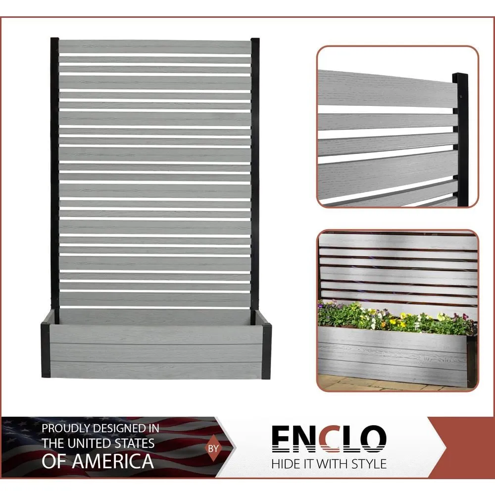 Enclo Privacy Screens Florence 6 ft. x 4 ft. Ash Vinyl Privacy Screen and Planter Box Kit, photo 3 of 9