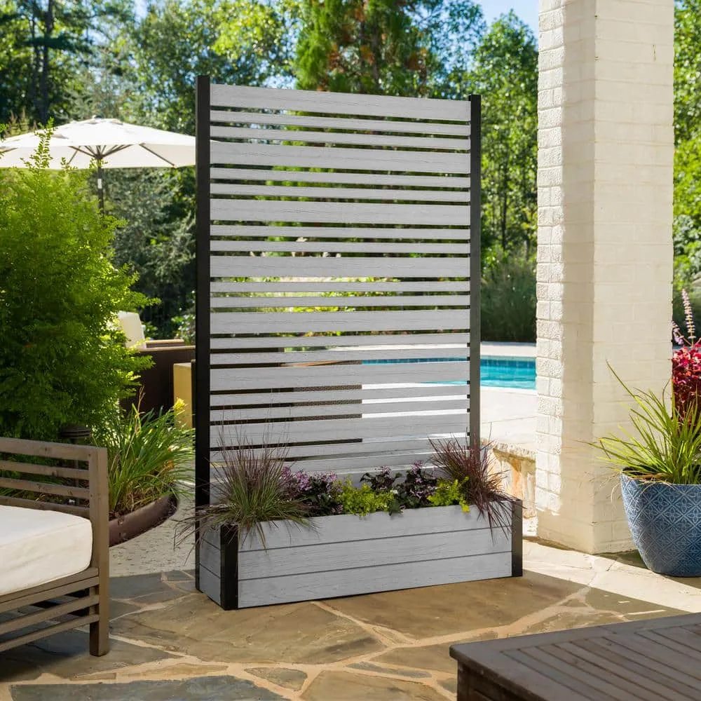 Enclo Privacy Screens Florence 6 ft. x 4 ft. Ash Vinyl Privacy Screen and Planter Box Kit, photo 2 of 9