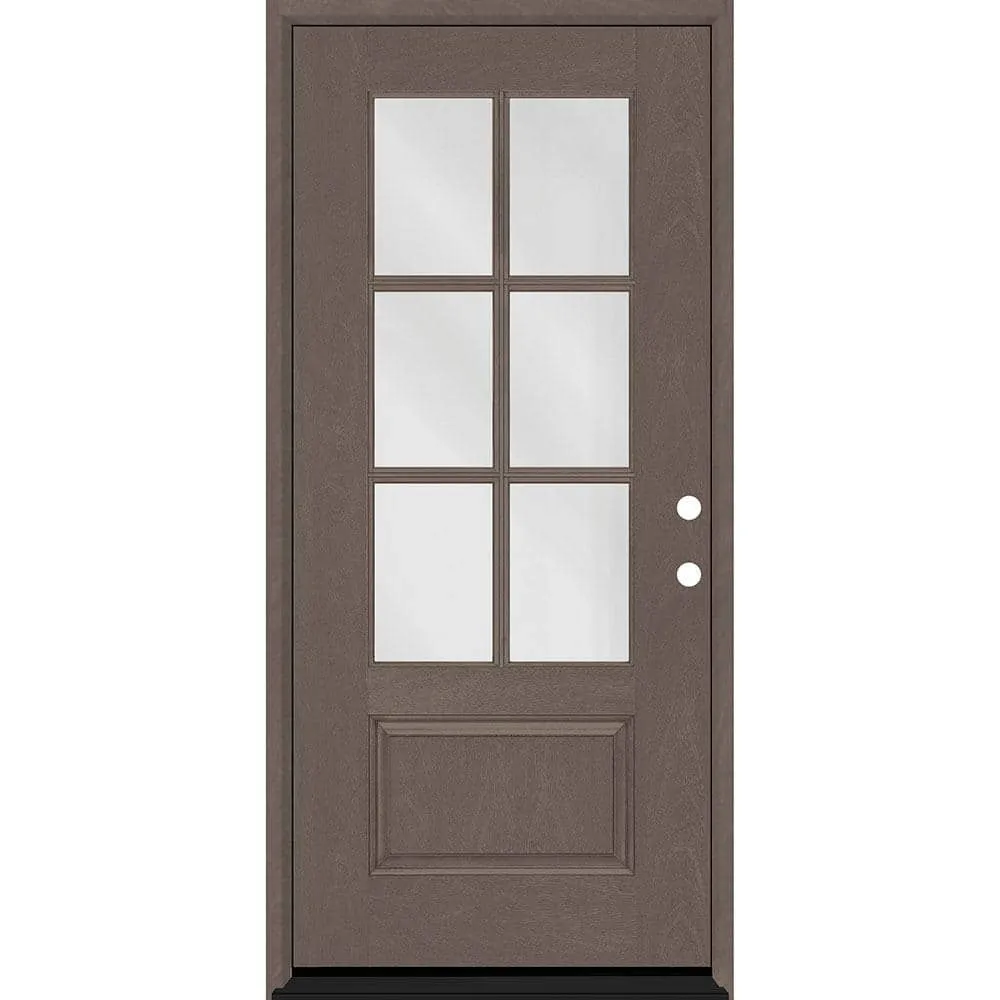 Steves & Sons Regency 36 in. x 80 in. 3/4-6 Lite Clear Glass RHIS Ashwood Stain Mahogany Fiberglass Prehung Front Door, photo 2 of 9