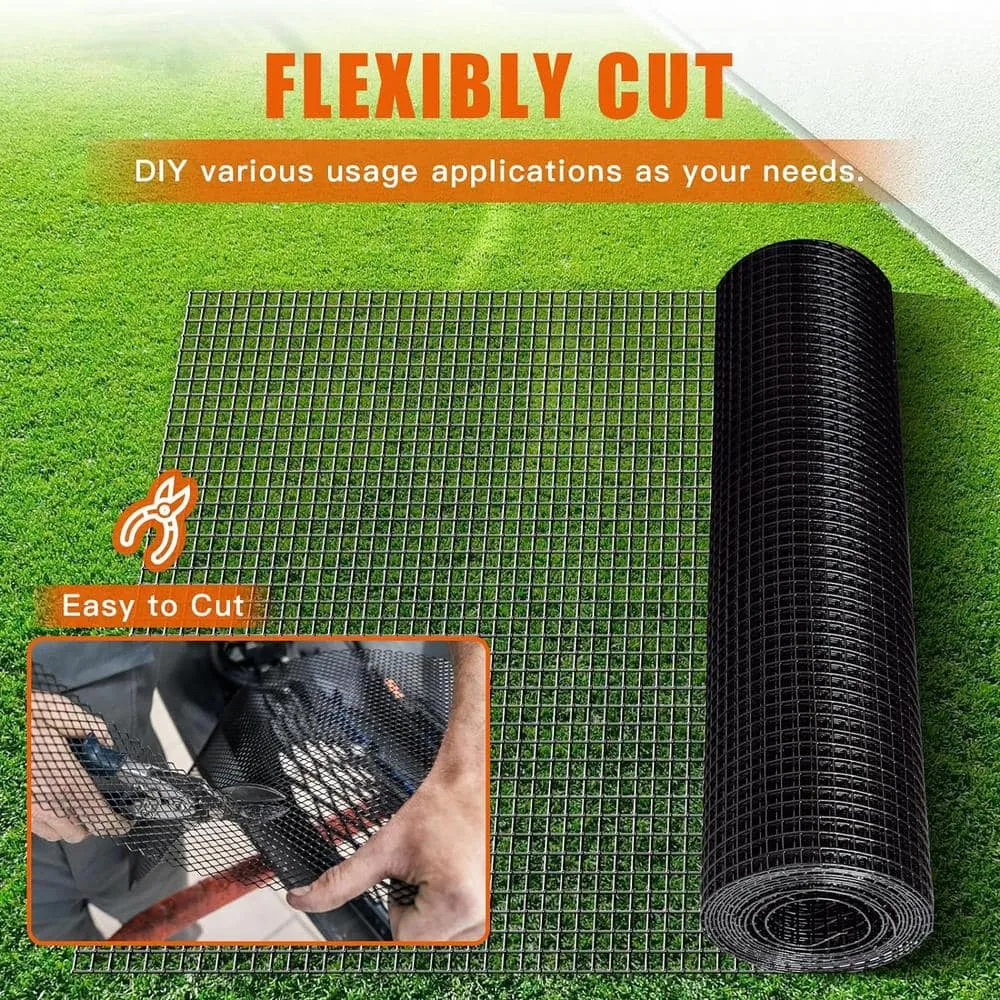 ATENGNES 48 in. x 50 ft. 19-Gauge 1/2 in. Black Vinyl Coated Hardware Cloth Welded Wire Fence Improvement and Chicken Coop, photo 6 of 9