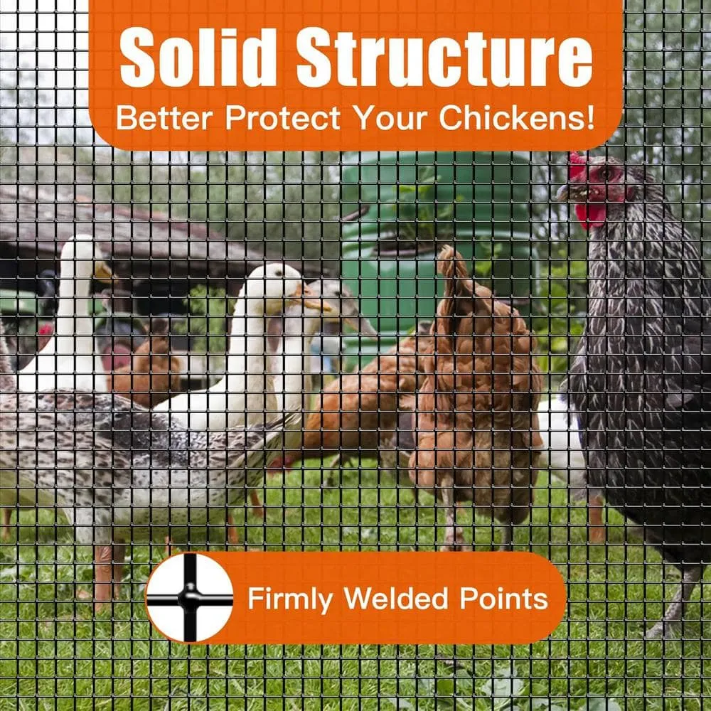 ATENGNES 48 in. x 50 ft. 19-Gauge 1/2 in. Black Vinyl Coated Hardware Cloth Welded Wire Fence Improvement and Chicken Coop, photo 7 of 9
