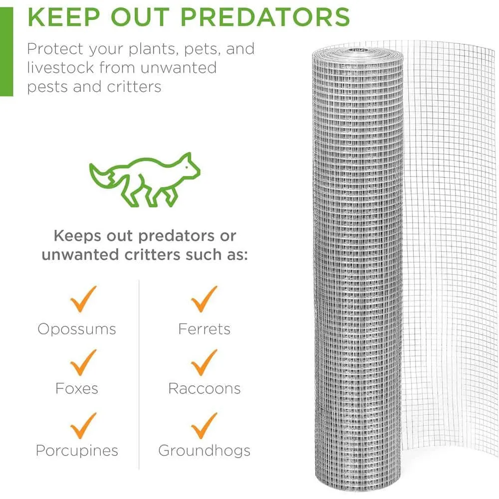 ATENGNES 48 in. x 100 ft. 23-Gauge Galvanized 1/4 in. Chicken Wire Hardware Cloth Fencing Netting Mesh Rolls Garden Rabbit Fence, photo 7 of 10