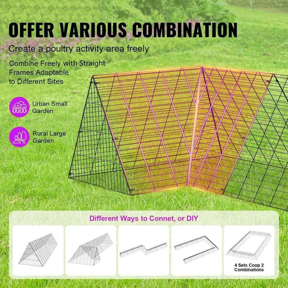 ATENGNES 157.5 in. x 39.4 in. x 24.2 in. Outside Portable Chicken Tunnels with Corner Frames Fence Kit for Ducks, Rabbits, photo 6 of 10