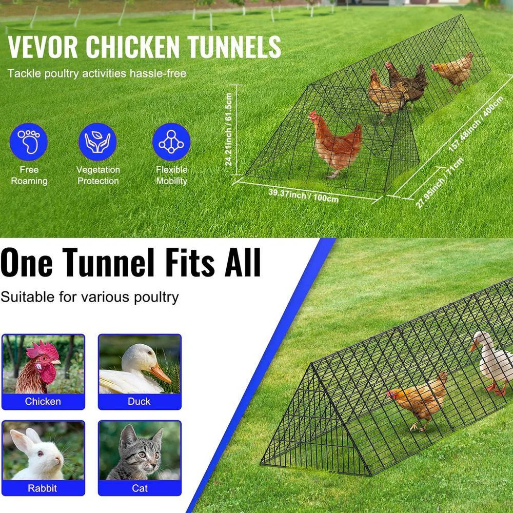 ATENGNES 157.5 in. x 39.4 in. x 24.2 in. Outside Portable Chicken Tunnels with Corner Frames Fence Kit for Ducks, Rabbits, photo 9 of 10