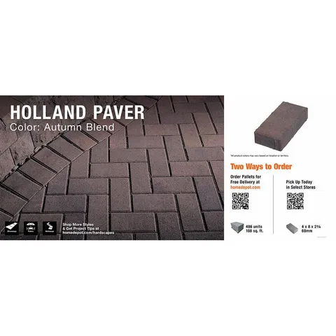 Paper Sample Only: 8 × 4 × 2.25 in Autumn Blend Concrete Holland Paver Sample Board