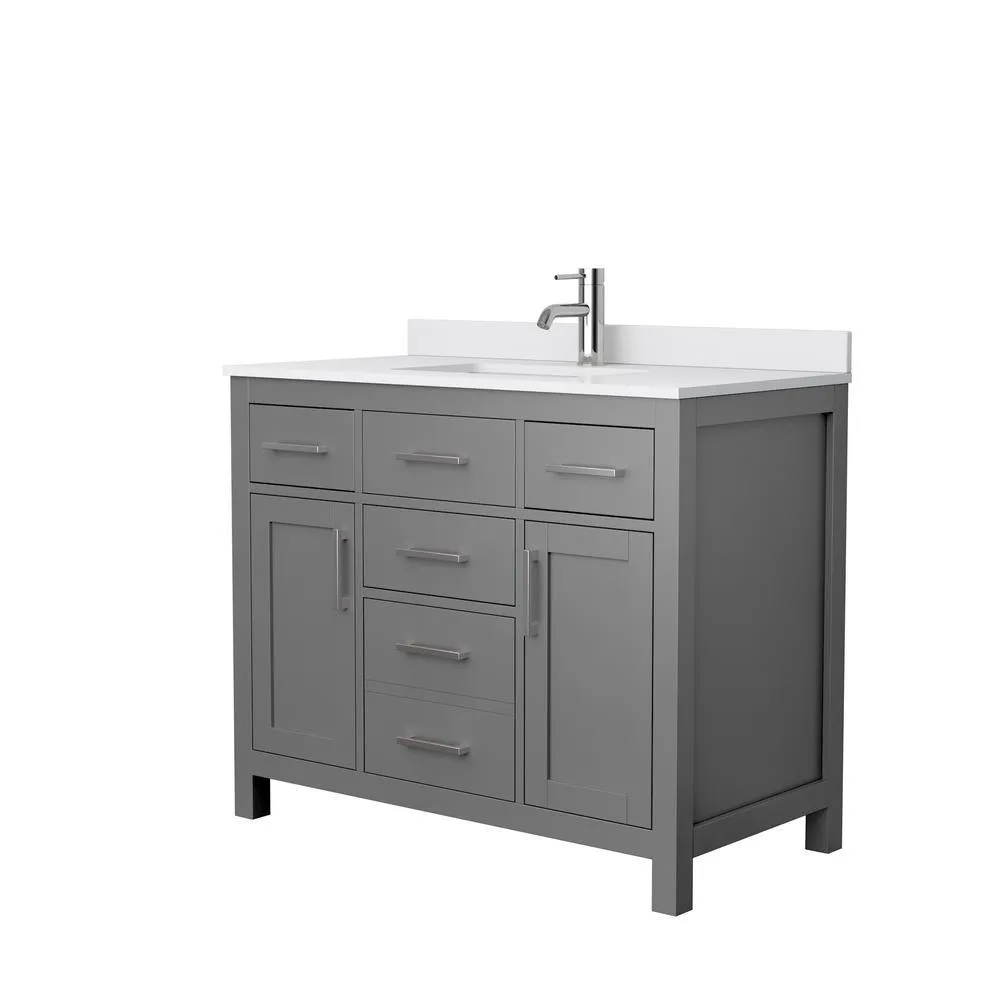 Beckett 72 in. W x 22 in. D Double Bath Vanity in Dark Gray with Cultured Marble Vanity Top in Carrara with White Basins, photo 7 of 53