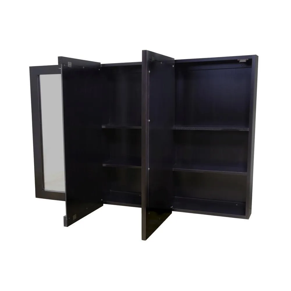 Ventura 48 in. W x 30 in. H x 6 in. D Framed Tri-View Surface-Mount Bathroom Medicine Cabinet in Espresso, photo 6 of 11