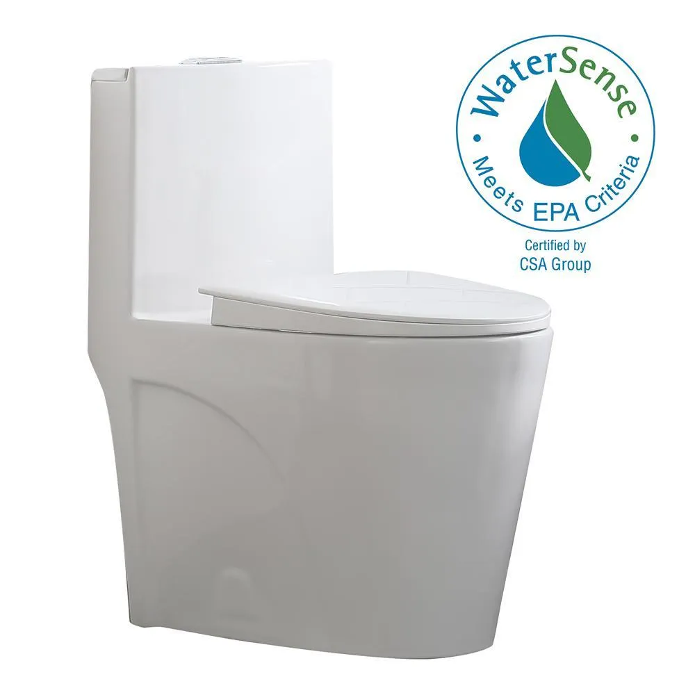Buxton 1-Piece 1.6 GPF/1.1 GPF Dual Flush Elongated Toilet in White, photo 11 of 11