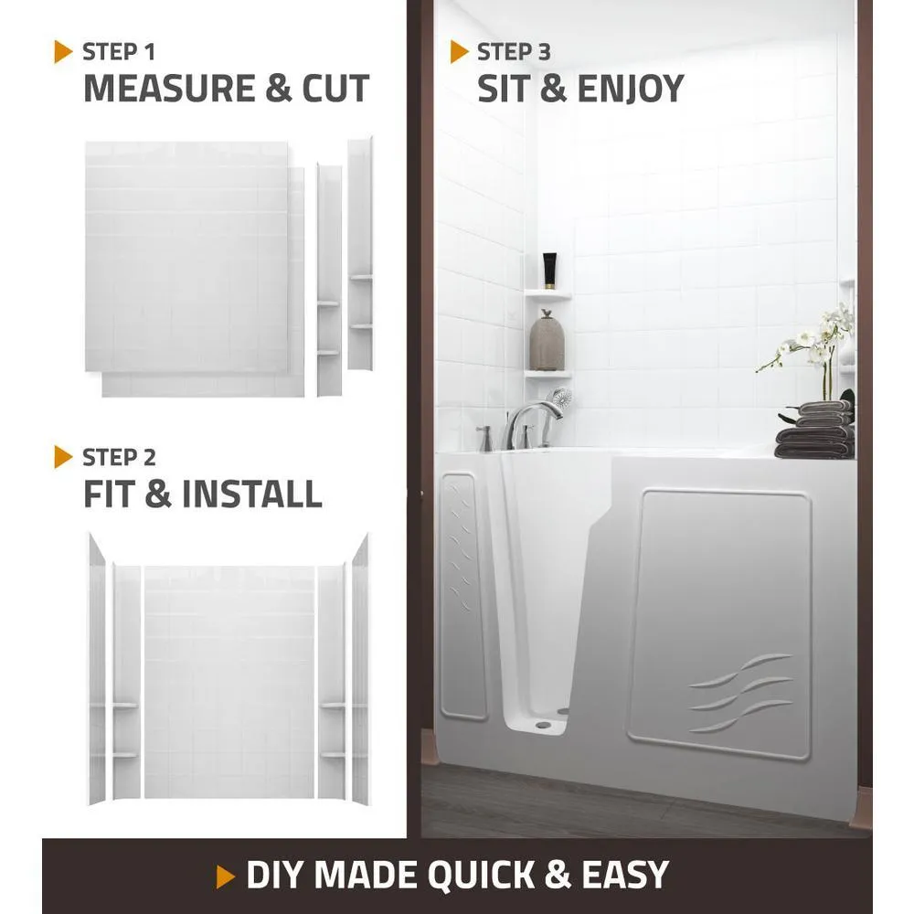 Rampart 4.5 ft. Walk-in Non-Whirlpool Bathtub with Easy Up Adhesive Wall Surround in White, photo 5 of 7