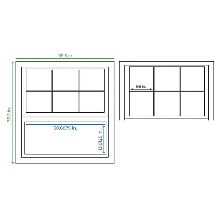 RELIABILT 150 Series New Construction 35-1/2-in x 35-1/2-in x 3-1/4-in Jamb White Vinyl Dual-pane Single Hung Window Half Screen Included, photo 6 of 8