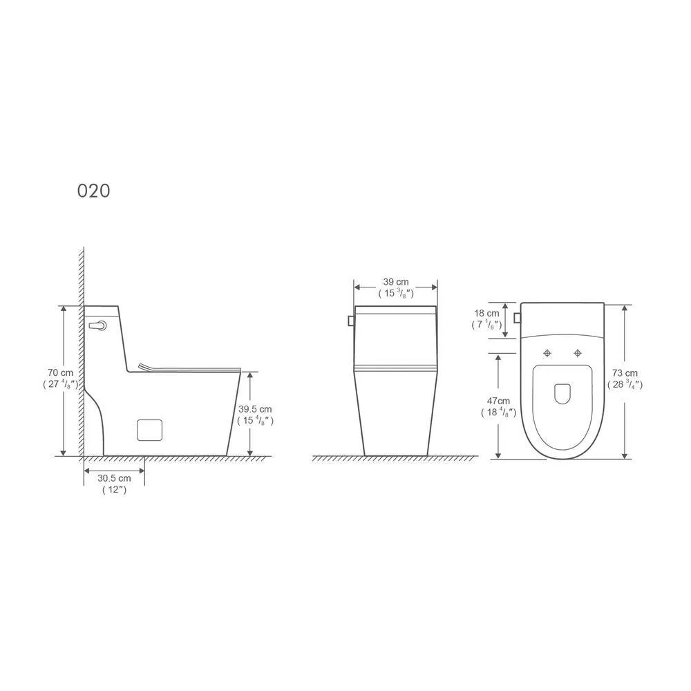 1-Piece 1.28 GPF High Efficiency Single-Flush Elongated Skirted Toilet All-in-One Toilet in White Seat Included, photo 5 of 10